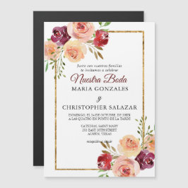 Convite Casamento Espanhol Roja Oro Flores Boda Elegante