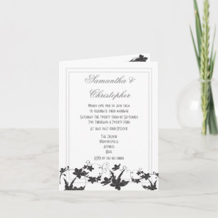 Convite Casamento floral branco e preto