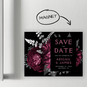 Convite Casamento Floral Burgundy Silver Salve a Data