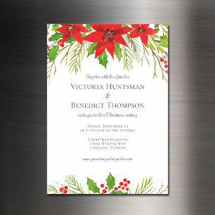 Convite Casamento Floral Clássico de Poinsettia de Natal V
