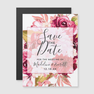 Convite Casamento Floral Cor-de-Rosa Brilhante Salva a Dat