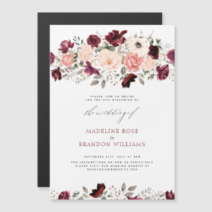 Convite Casamento Floral de Blush Russo Virtual