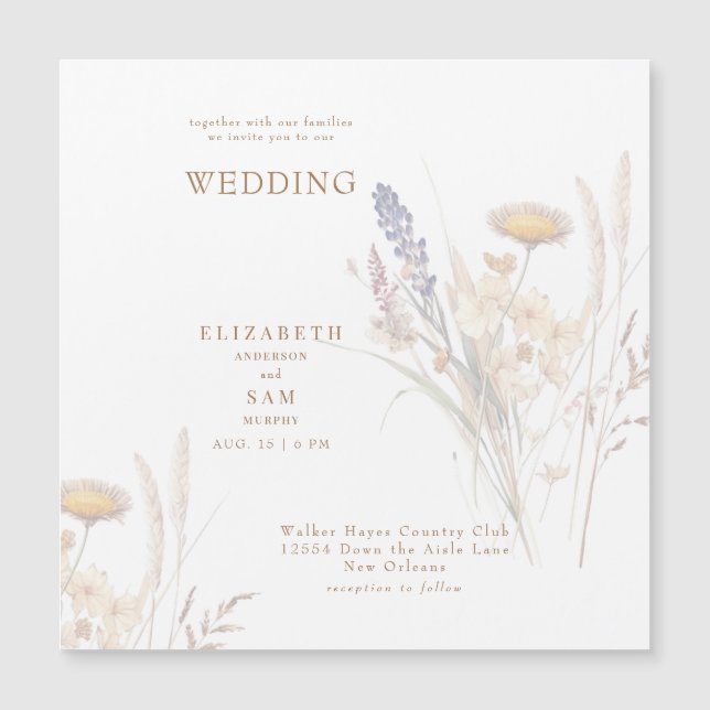 Convite Casamento Floral de Outono Quadrado (Frente)