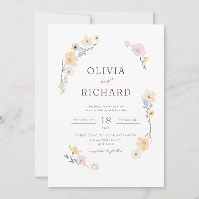 Convite Casamento Floral Elegante  (Frente)