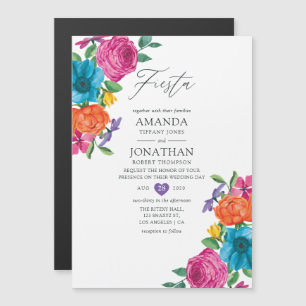 Convite Casamento Floral Fiesta Aquarela
