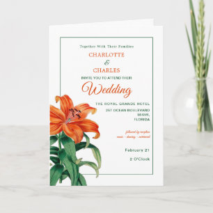 Convite Casamento Floral Na moda de Lírios Laranja Queima