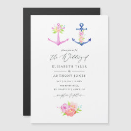 Convite Casamento Floral Náutico em Aquarela