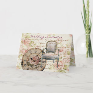 Convite Casamento Floral Rosa Vintage Steampunk