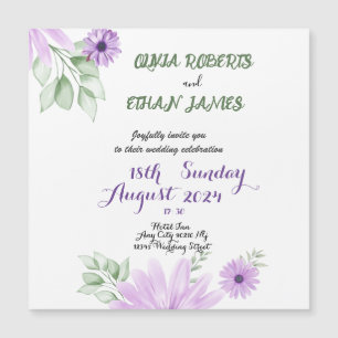 Convite Casamento Floral Violeta Violeta Elegante Personal