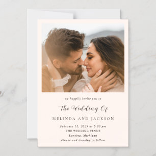 Convite Casamento Foto Neutro Terroso Moderno