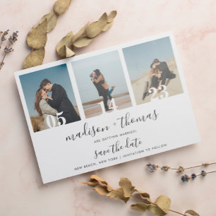 Convite Casamento Fotográfico com Script Simples Chic 3 Sa