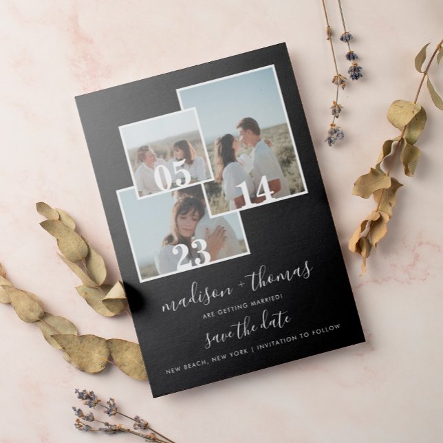 Convite Casamento Fotográfico Elegante Black Script 3 Salv (Criador carregado)