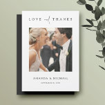 Convite Casamento Fotográfico Elegante Simples Obrigado Ma<br><div class="desc">Este simples obrigado de casamento de fotos personalizadas, seu modelo de cartão magnético apresenta um design moderno elegante, minimalista. Ele apresenta sua foto favorita, nomes próprios e uma mensagem 'AMOR e OBRIGADOS veiculada com uma combinação impressionante de duas fontes distintas, com 'e' em um guião fluido e leve entre o...</div>