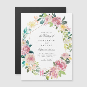 Convite Casamento Geométrico de Wreath Floral Chic Waterc