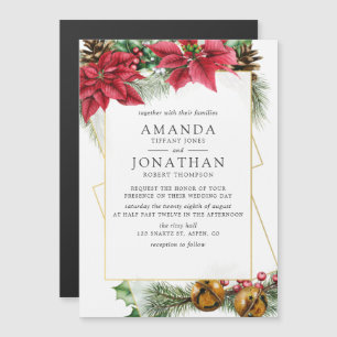 Convite Casamento Geométrico Floral de Natal em Aquarela