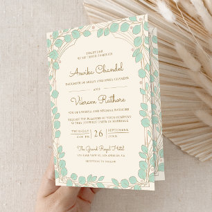Convite Casamento Indiano Tradicional Pastel Elefante Bara