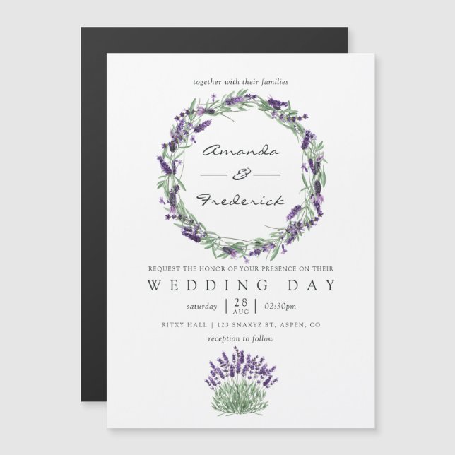 Convite Casamento Lavanda Charme Rústico (Frente/Verso)
