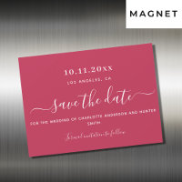 Casamento magenta branco salve o ímã de data