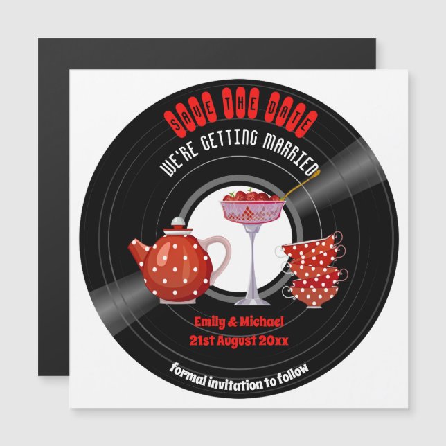 Convite Casamento Magnético Salvar A Data Registro Do Tea  (Frente/Verso)