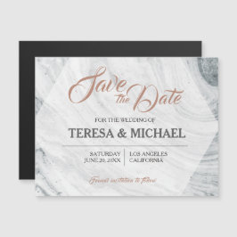 Convite Casamento Marble Personalizado Salve a data, hexág