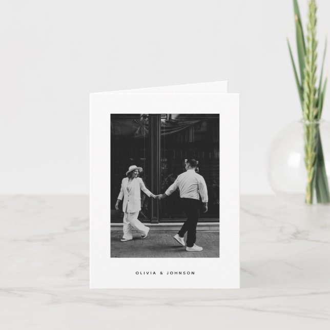 Convite Casamento Minimalista com Foto Dobrada (Frente)
