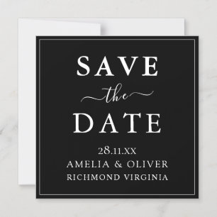 Convite Casamento Minimalista Preto Atemporal Salve A Data