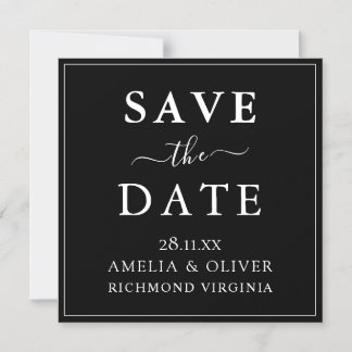 Convite Casamento Minimalista Preto Atemporal Salve A Data