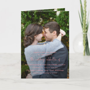 Convite Casamento Moderno de Foto Rosa Chic