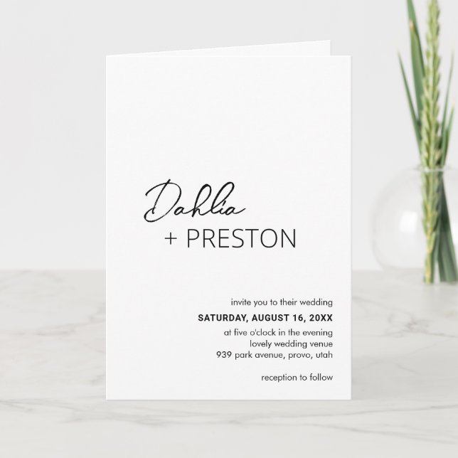 Convite Casamento Moderno do Código QR Preto e Branco míni (Frente)