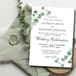 Convite Casamento Moderno Elegante Eucalyptus Greenery