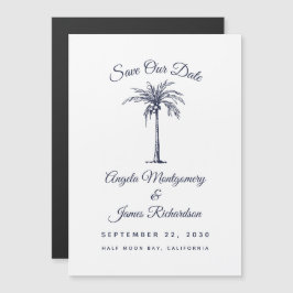 Convite Casamento Moderno em Azul Naval em Palm Beach - Sa