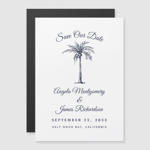 Convite Casamento Moderno em Azul Naval em Palm Beach - Sa