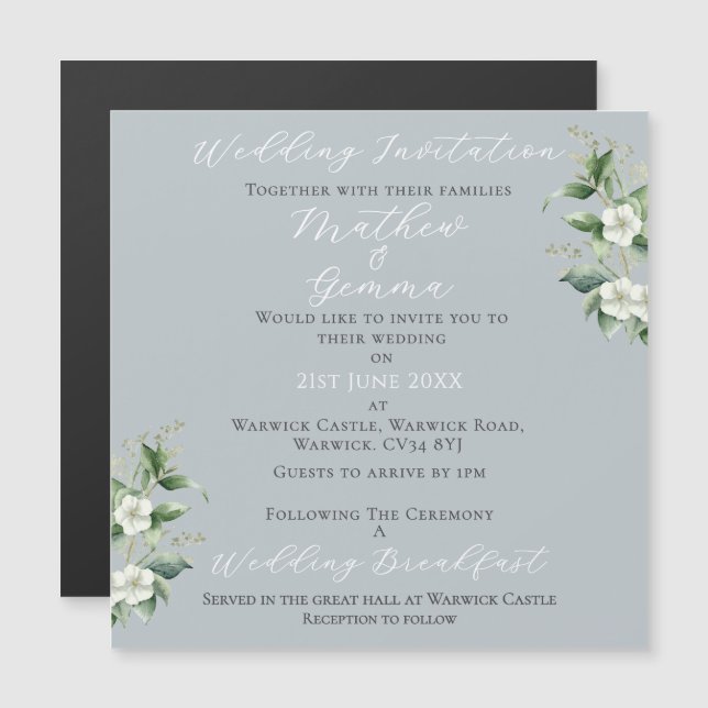 Convite Casamento Moderno Eucalyptus (Frente/Verso)