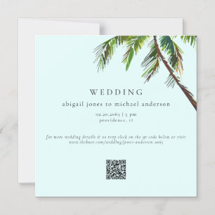Convite Casamento moderno na praia com palmeira tropical e