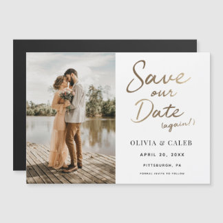 Convite Casamento Moderno Salve nossa Data Novamente Magné