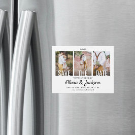 Convite Casamento Moderno Simples de Três Fotos - Salve a 