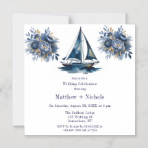 Casamento Náutico de Barco à Vela Azul Marinho e D