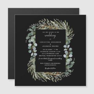 Convite Casamento Negra Elegante Eucalyptus