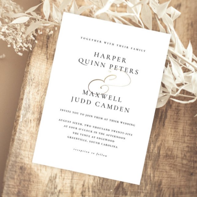 Convite Casamento Negro e Branco Elegante Moderno (Elegant typography gold script calligraphy magnetic wedding invitations.)