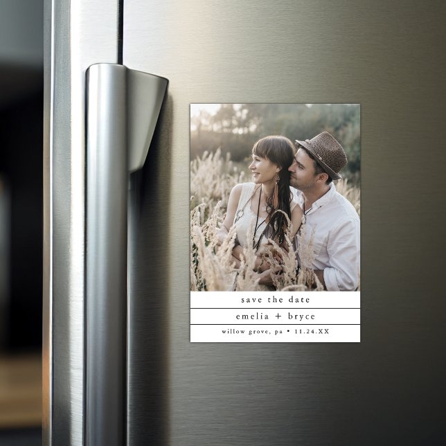 Convite Casamento Neutro de Foto Único da EMELIA Salve a D (EMELIA Unique Photo Neutral Wedding Save the Date Magnetic Invitation)