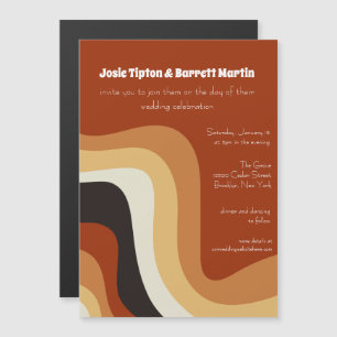 Convite Casamento outono Vintage 70s de Abstrato laranja q