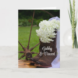 Convite Casamento País Rustic Hydrangea Cowboy Boots