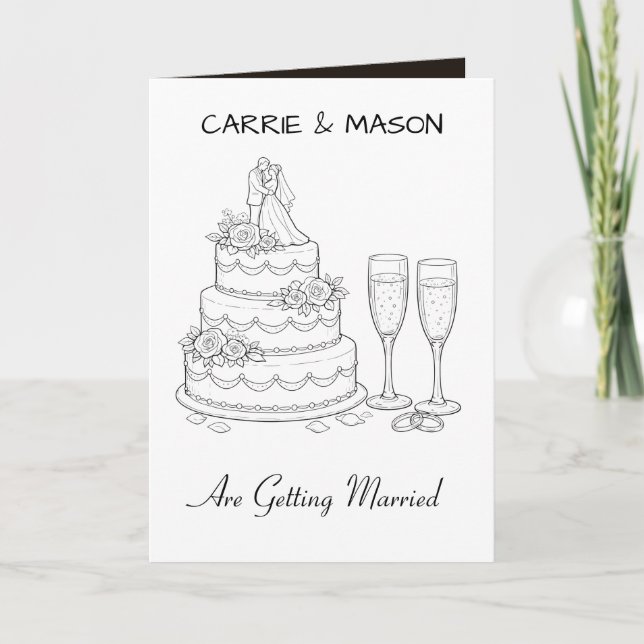 Convite Casamento Personalizado Preto e Branco Simples Ele (Frente)