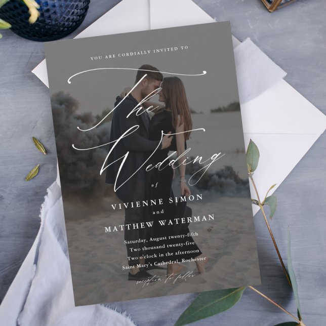 Convite Casamento Preto e Branco Simples e Elegante (Criador carregado)