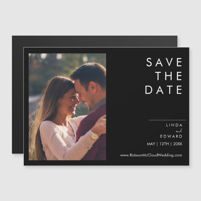 Convite Casamento Preto Tradicional Minimalista Moderno (Frente/Verso)