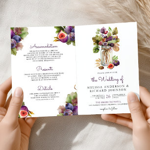 Convite Casamento QR Code Tudo em Um Roxo Rústico Figo