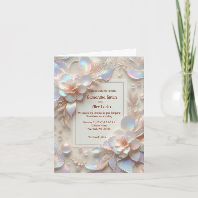 Convite Casamento romântico de Rosa Flor (Frente)