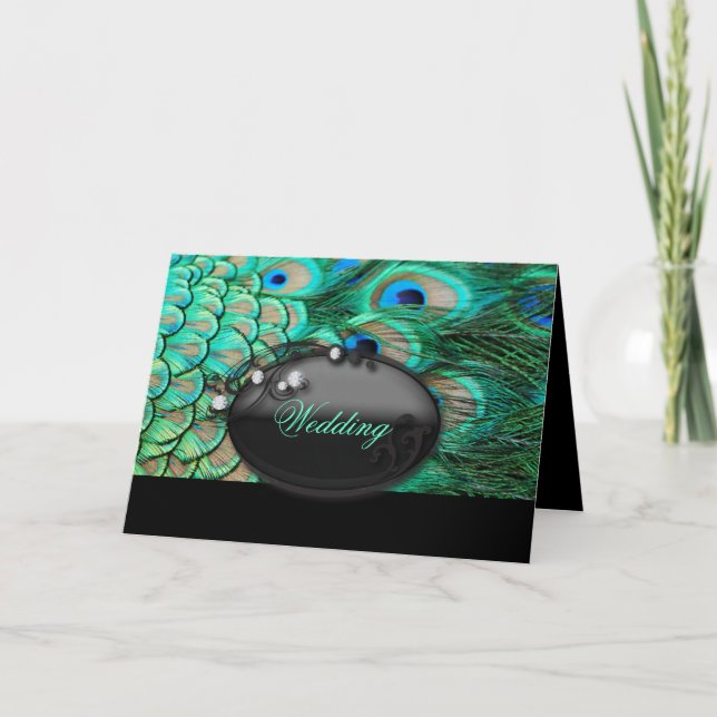 Convite casamento romântico vintage turquesa pavão azul (Frente)