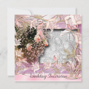 Convite Casamento Rosa Quadro Floral Foto