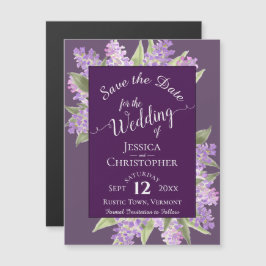 Convite Casamento Roxo de Lilacs e Caligrafia Salvar a Dat